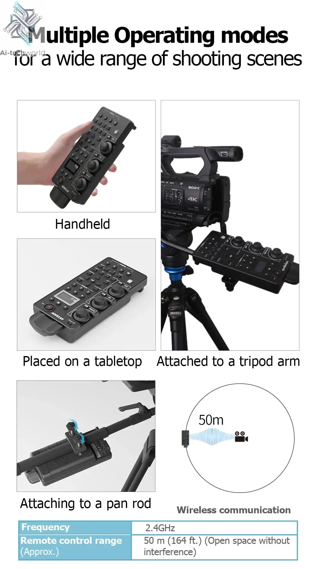 ZC-4 for Sony Camcorder Lanc Zoom Controller Replaces Sony RM-30BP for Video Zoom, Focus, IRIS, Recording, ND, White Balance Ai-TechWorld 