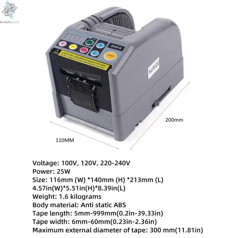 ZCUT-9 Automatic Adhesive Tape Machine Auto 6-60mm Tape Cutter Packaging Cutting Machine Electric 110V 220V Tools for Factory Ai-TechWorld 