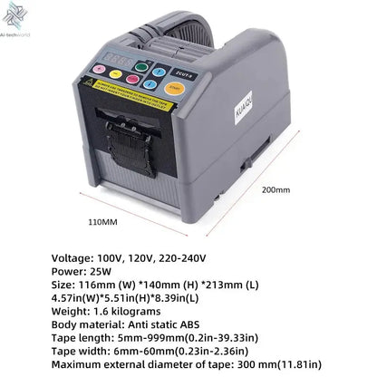 ZCUT-9 Automatic Adhesive Tape Machine Auto 6-60mm Tape Cutter Packaging Cutting Machine Electric 110V 220V Tools for Factory Ai-TechWorld 