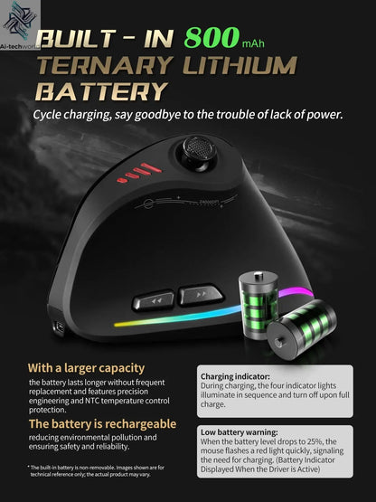 ZELOTES F18 Vertical Ergonomic Mouse 2.4G Wireless Mouse Bluetooth 24000DPI with Programming Gaming Mouse for PC Computer Laptop Ai-TechWorld 