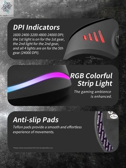 ZELOTES F18 Vertical Ergonomic Mouse 2.4G Wireless Mouse Bluetooth 24000DPI with Programming Gaming Mouse for PC Computer Laptop Ai-TechWorld 