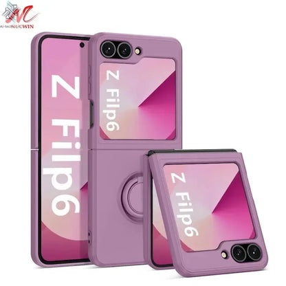 ZFlip7 Case Luxury Liquid Silicone Ring Holder Cases for Samsung Z Flip 6 7 Stand Holder Cover for Samsung Galaxy Z Flip 5 6 3 4 Ai-TechWorld 