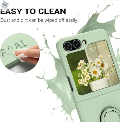 ZFlip7 Case Luxury Liquid Silicone Ring Holder Cases for Samsung Z Flip 6 7 Stand Holder Cover for Samsung Galaxy Z Flip 5 6 3 4 Ai-TechWorld 
