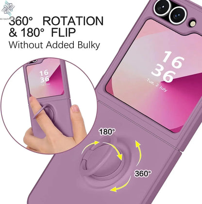 ZFlip7 Case Luxury Liquid Silicone Ring Holder Cases for Samsung Z Flip 6 7 Stand Holder Cover for Samsung Galaxy Z Flip 5 6 3 4 Ai-TechWorld 