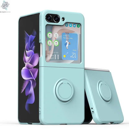 ZFlip7 Case Luxury Liquid Silicone Ring Holder Cases for Samsung Z Flip 6 7 Stand Holder Cover for Samsung Galaxy Z Flip 5 6 3 4 Ai-TechWorld 