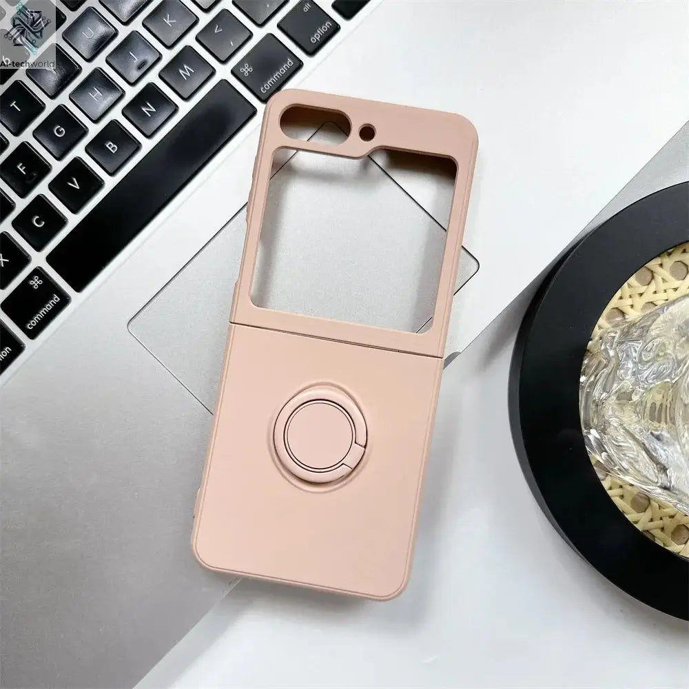 ZFlip7 Case Luxury Liquid Silicone Ring Holder Cases for Samsung Z Flip 6 7 Stand Holder Cover for Samsung Galaxy Z Flip 5 6 3 4 Ai-TechWorld 