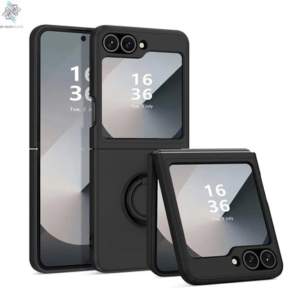 ZFlip7 Case Luxury Liquid Silicone Ring Holder Cases for Samsung Z Flip 6 7 Stand Holder Cover for Samsung Galaxy Z Flip 5 6 3 4 Ai-TechWorld 
