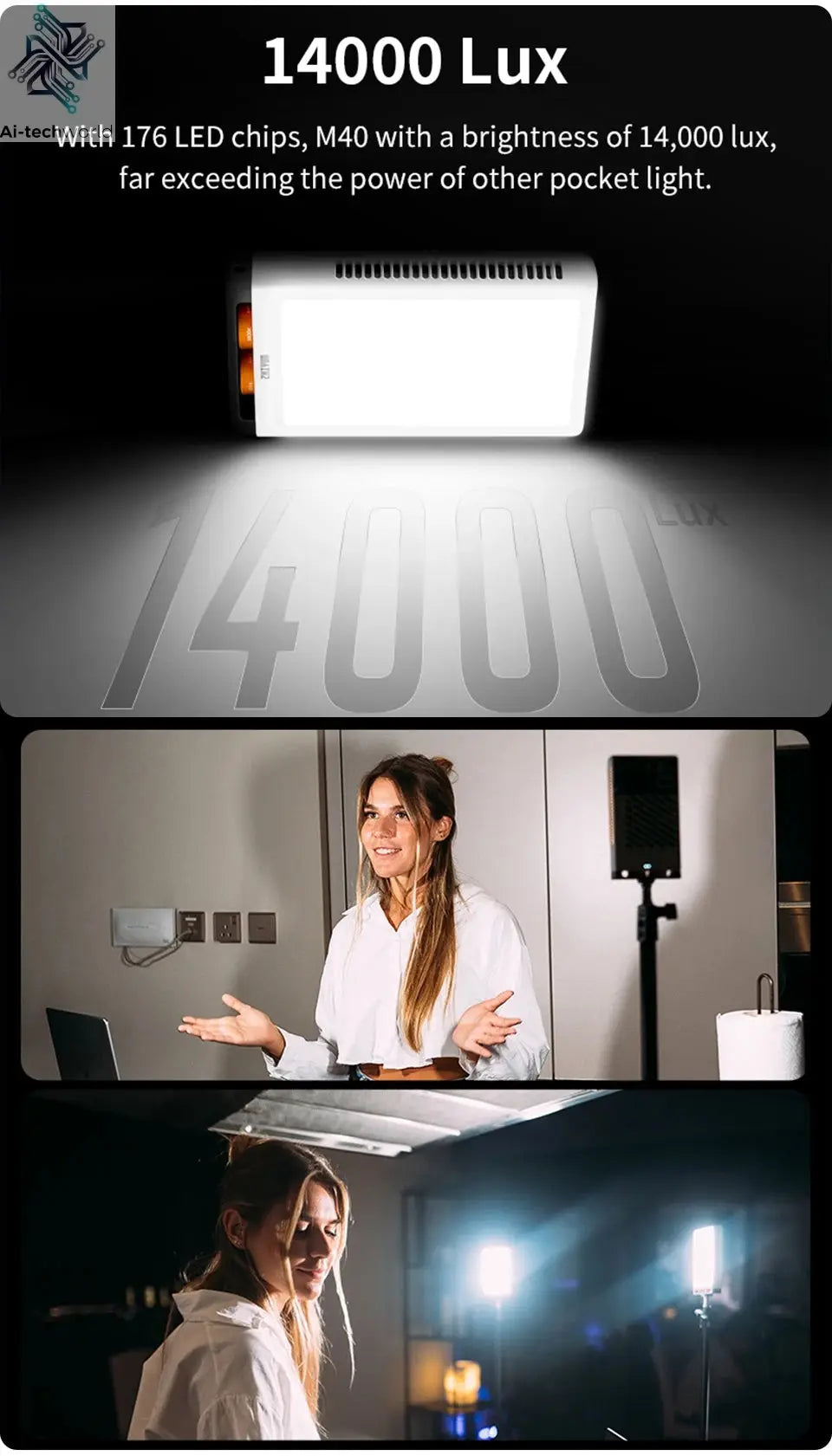 ZHIYUN Official FIVERAY M40 40W Led Lights Pocket Light Photo Video Lamp Handheld Fill Light Photography Lighting Ai-TechWorld 