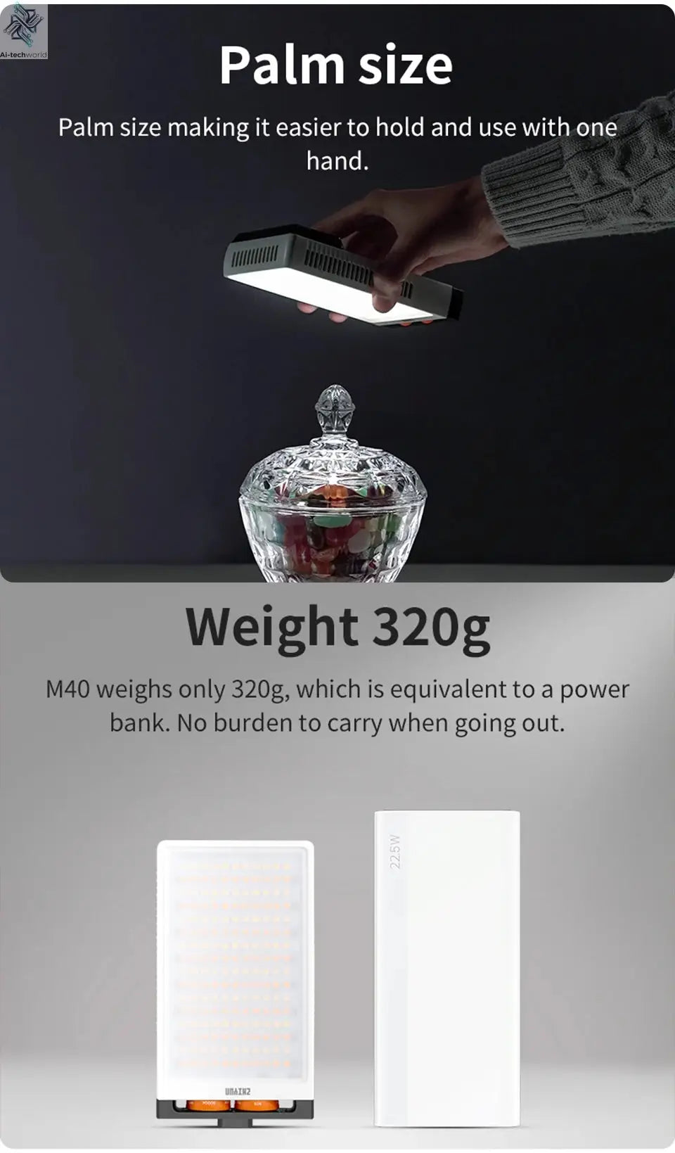 ZHIYUN Official FIVERAY M40 40W Led Lights Pocket Light Photo Video Lamp Handheld Fill Light Photography Lighting Ai-TechWorld 