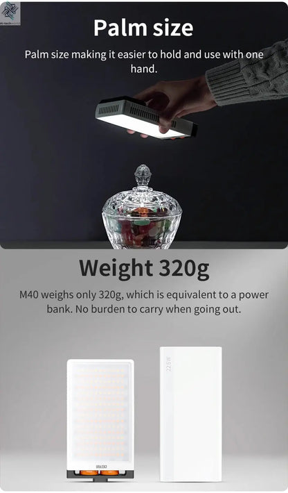 ZHIYUN Official FIVERAY M40 40W Led Lights Pocket Light Photo Video Lamp Handheld Fill Light Photography Lighting Ai-TechWorld 