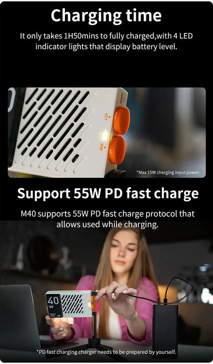 ZHIYUN Official FIVERAY M40 40W Led Lights Pocket Light Photo Video Lamp Handheld Fill Light Photography Lighting Ai-TechWorld 