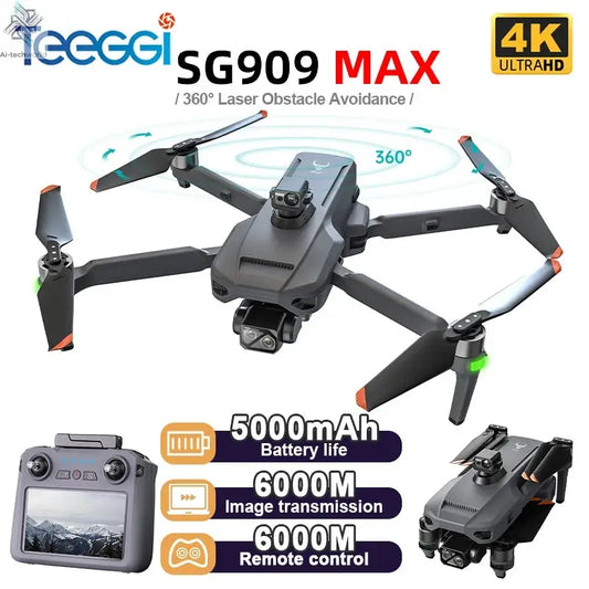 ZLL SG909 MAX GPS Drone With 4K Camera 6KM Touch Screen RC Profesional Drone 360° obstacle avoidance Foldable RC Quadcopter Ai-TechWorld 