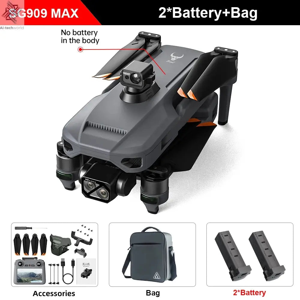 ZLL SG909 MAX GPS Drone With 4K Camera 6KM Touch Screen RC Profesional Drone 360° obstacle avoidance Foldable RC Quadcopter Ai-TechWorld 