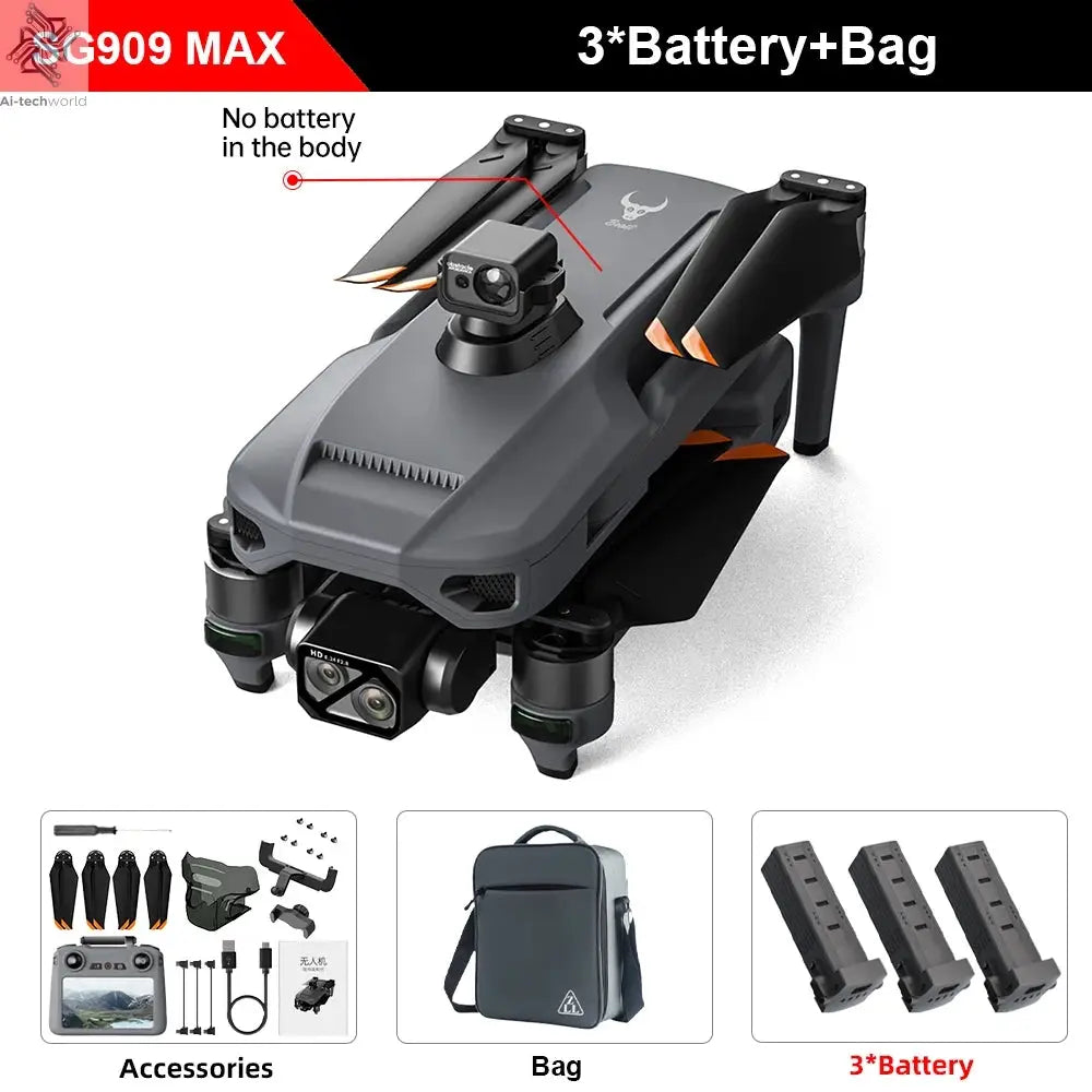 ZLL SG909 MAX GPS Drone With 4K Camera 6KM Touch Screen RC Profesional Drone 360° obstacle avoidance Foldable RC Quadcopter Ai-TechWorld 