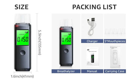 ZW Breathalyzer Rechargeable | Professional-Grade Accuracy | Portable Breath Alcohol Tester for Personal & Professional Use Pro Ai-TechWorld 
