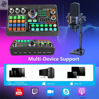 Zealsound Professional Podcast Microphone SoundCard Kit for PC Smartphone Laptop Computer Vlog Recording Live Streaming YouTube Ai-TechWorld 