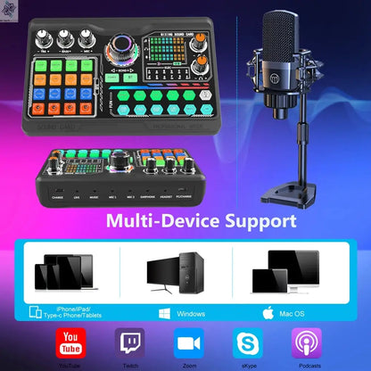 Zealsound Professional Podcast Microphone SoundCard Kit for PC Smartphone Laptop Computer Vlog Recording Live Streaming YouTube Ai-TechWorld 