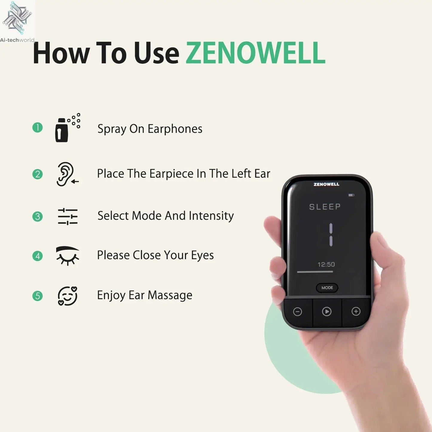 ZenoWell Vagus Nerve Device,Sleep Aid Device for Sleep/Anxiety/Relaxation/Focus and Long Term Stress Resilience Ai-TechWorld 