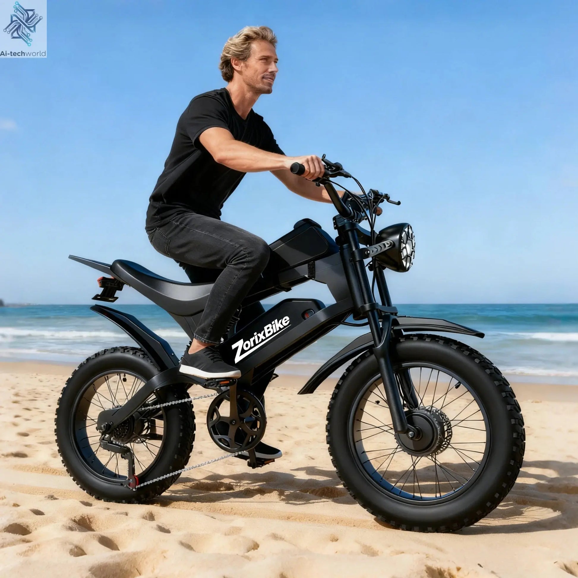 ZorixBike R8 Pro Electric Off-Road Bike 20x4" 3000W 35Mph 80Mile 48V 23Ah,7 Speed Wide Tire All Terrain E-Bike For Adult Ai-TechWorld 