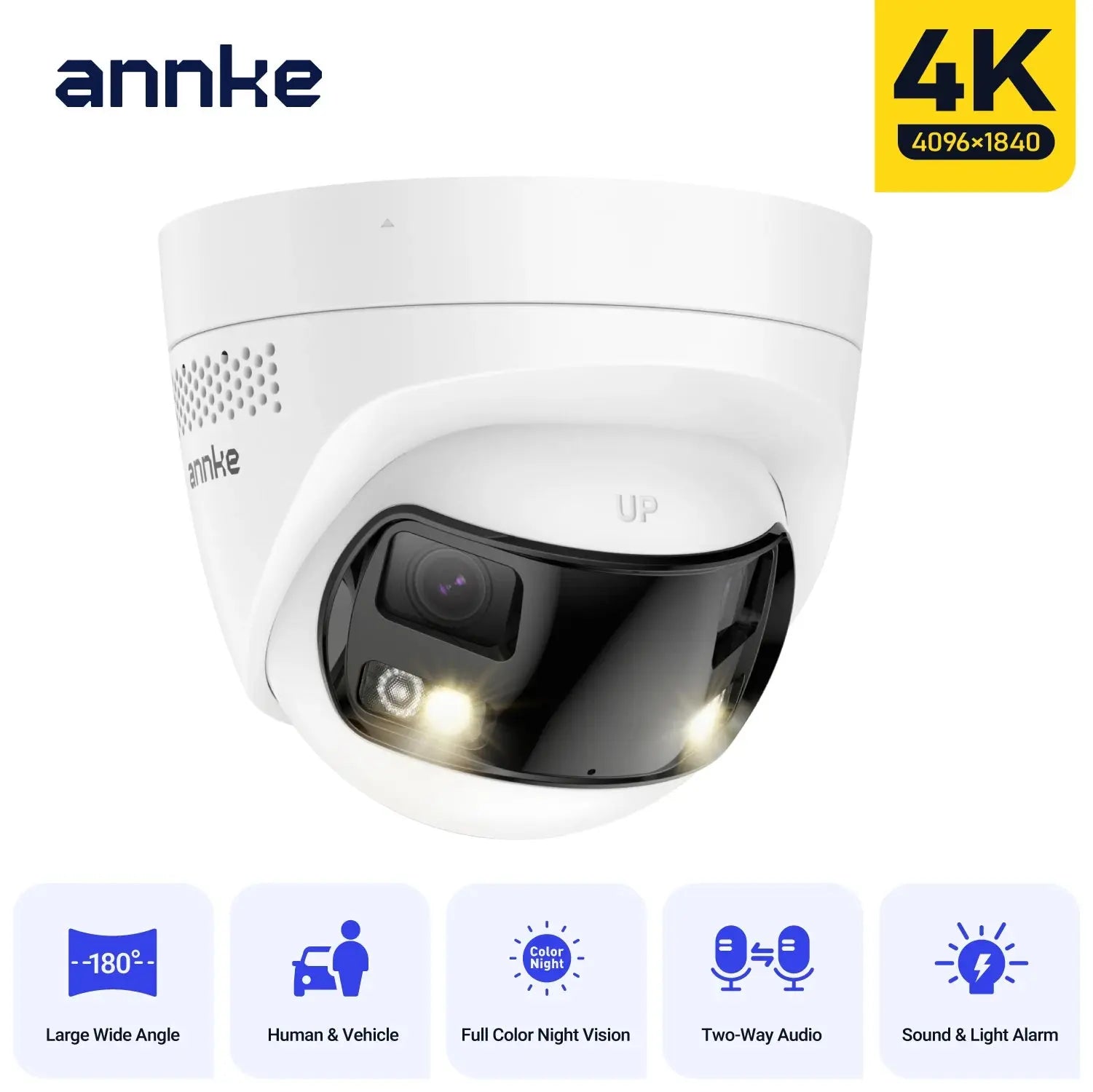 ANNKE 8MP Camera Security Dual Lens Human Detect Two Way Audio 180° Wide View Angle Panoramic Dual Lens Poe IP Camera - Ai - TechWorld