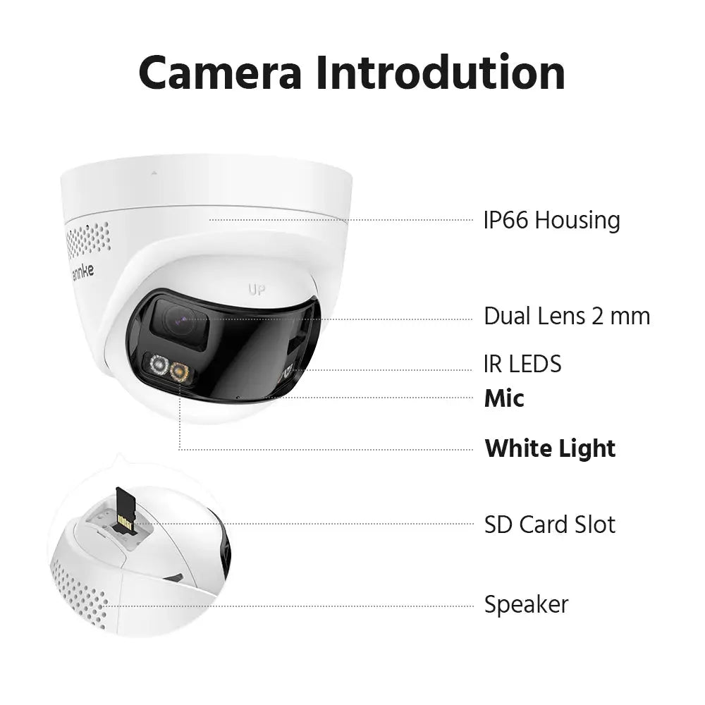 ANNKE 8MP Camera Security Dual Lens Human Detect Two Way Audio 180° Wide View Angle Panoramic Dual Lens Poe IP Camera - Ai - TechWorld