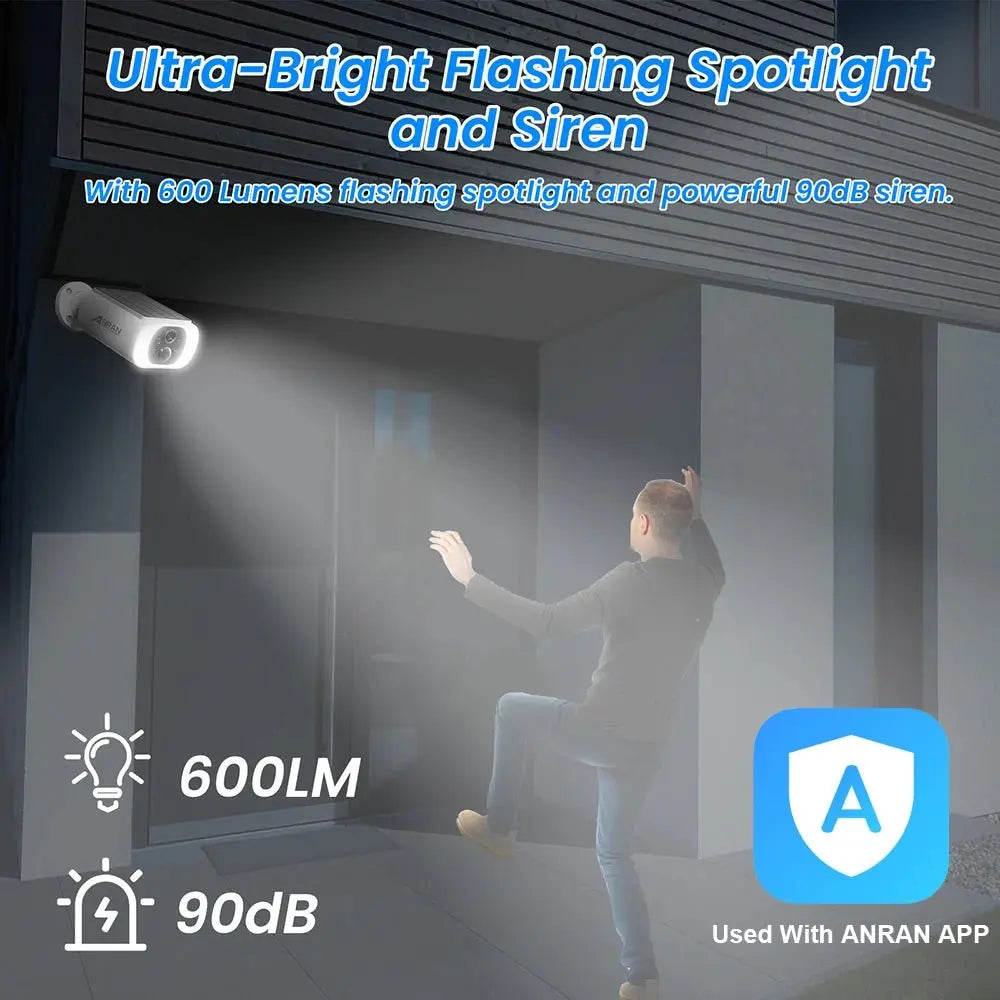 ANRAN 2/3/4 PCS Outdoor Wireless WIFI Camera 2.4G 3MP Battery Solar Security Camera Floodlight Color Night Vision Local Alarm - Ai - TechWorld