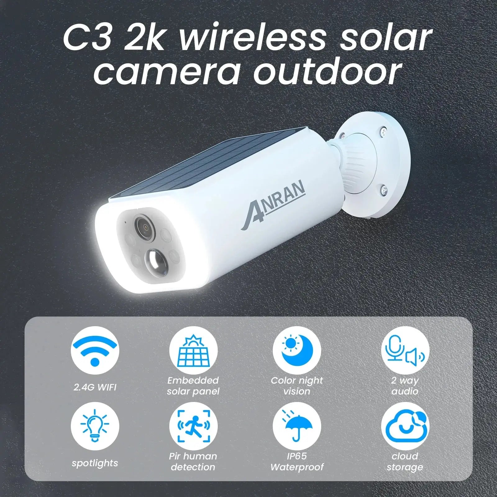 ANRAN 2/3/4 PCS Outdoor Wireless WIFI Camera 2.4G 3MP Battery Solar Security Camera Floodlight Color Night Vision Local Alarm - Ai - TechWorld