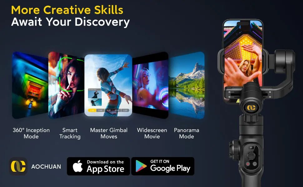 AOCHUAN SMART S2 Gimbal Stabilizer for Smartphone Professional Industry-Standard 3-Axis Phone Gimbal with Extendable Rod Ai-TechWorld