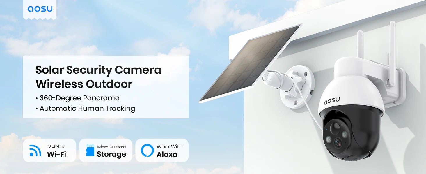 AOSU 3MP PTZ 4/8/12pcs Solar Camera 5000mAh Battery Wireless 2.4Ghz WIFI Camera PIR AI Detection 2 - Way Audio Outdoor CCTV Camera - Ai - TechWorld