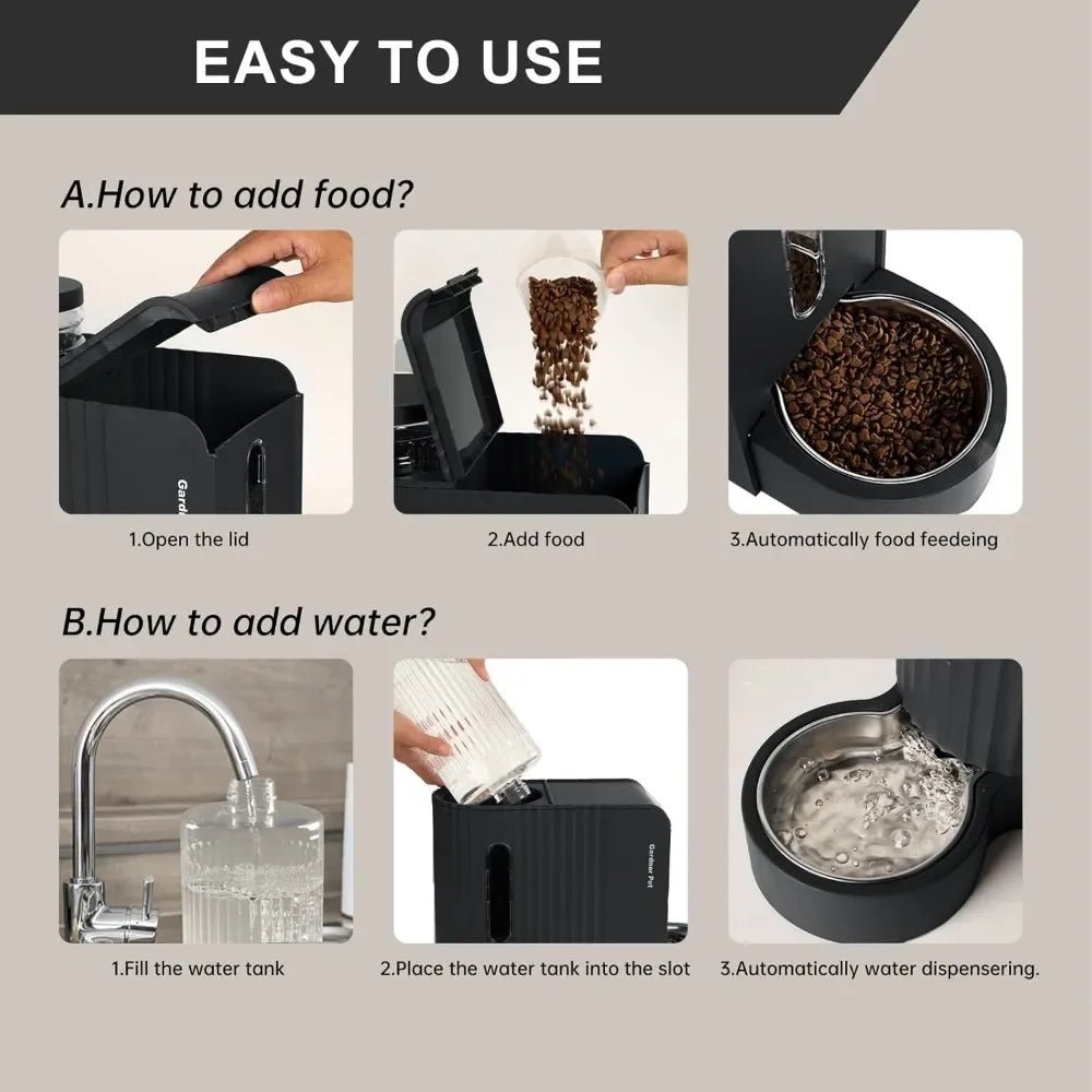 Automatic Pet Feeder and Stainless Steel Water Dispenser - Ai - TechWorld
