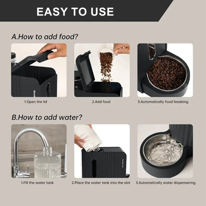 Automatic Pet Feeder and Stainless Steel Water Dispenser - Ai - TechWorld