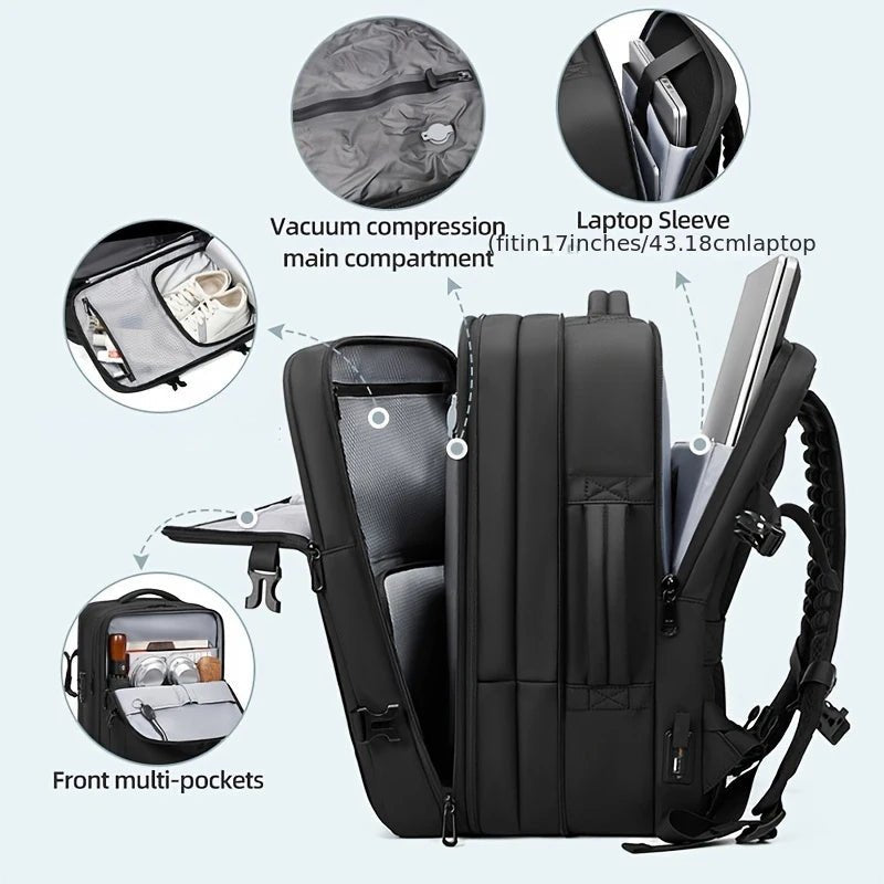 Backpack with Vacuum Compression Travel Backpack,Expandable Backpacks with Pump for Airplanes and hiking Ai-TechWorld