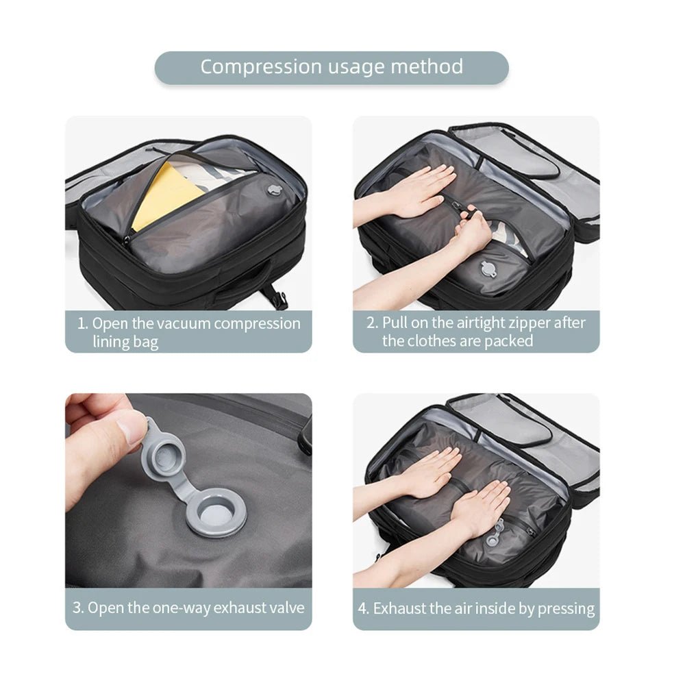 Backpack with Vacuum Compression Travel Backpack,Expandable Backpacks with Pump for Airplanes and hiking Ai-TechWorld