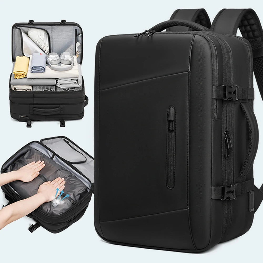 Backpack with Vacuum Compression Travel Backpack,Expandable Backpacks with Pump for Airplanes and hiking Ai-TechWorld