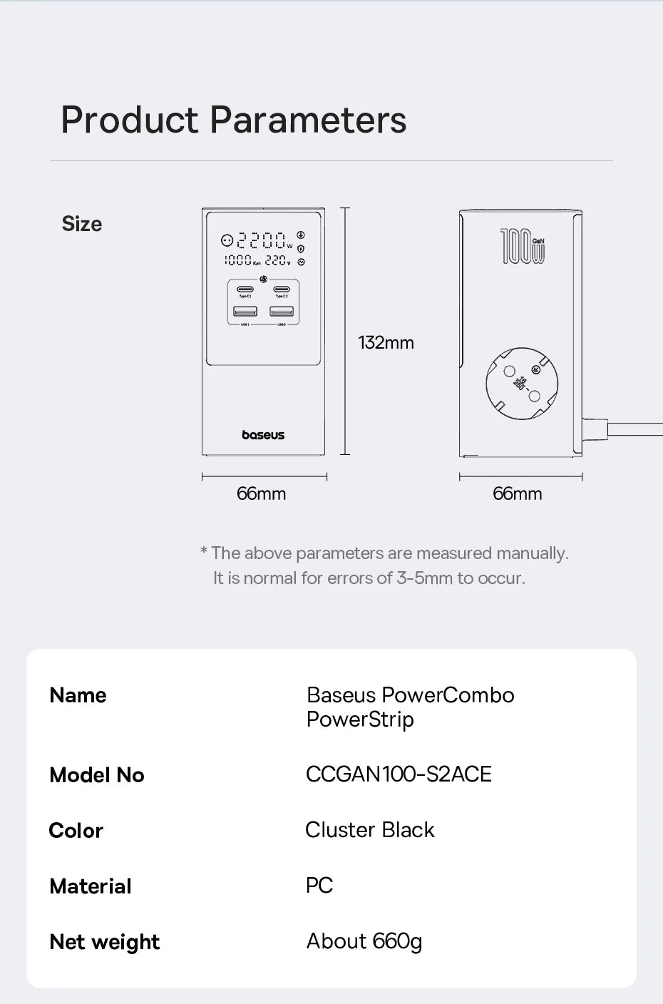 Baseus 100W Fast USB Charger 6 in 1 Power Strip Desktop Charging Station Surge Protector 4000W 2AC Out For Laptop iPhone Samsung Ai-TechWorld