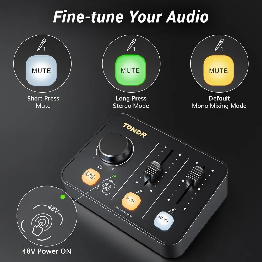 Best - Podcast Equipment Bundle for 2, Audio Mixer with 2 Dynamic Microphone and 2 Boom Arm Set, XLR Mic with Studio Ai-TechWorld