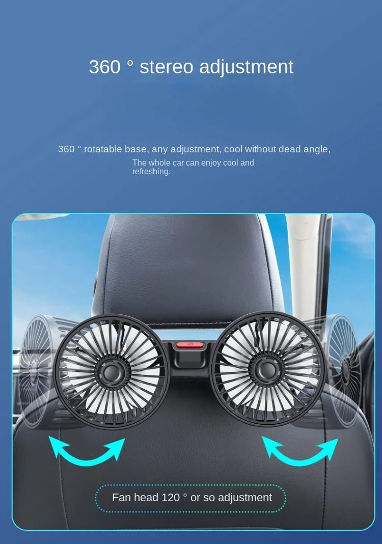 Car Fan 3-speed Car Seat Back Cooling Fan USB Charge Dual Head Fan 360 Degree Rotation Neck Cooler for Summer Car Accessories Ai-TechWorld