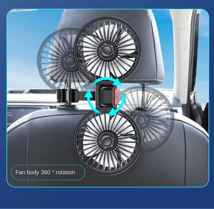 Car Fan 3-speed Car Seat Back Cooling Fan USB Charge Dual Head Fan 360 Degree Rotation Neck Cooler for Summer Car Accessories Ai-TechWorld