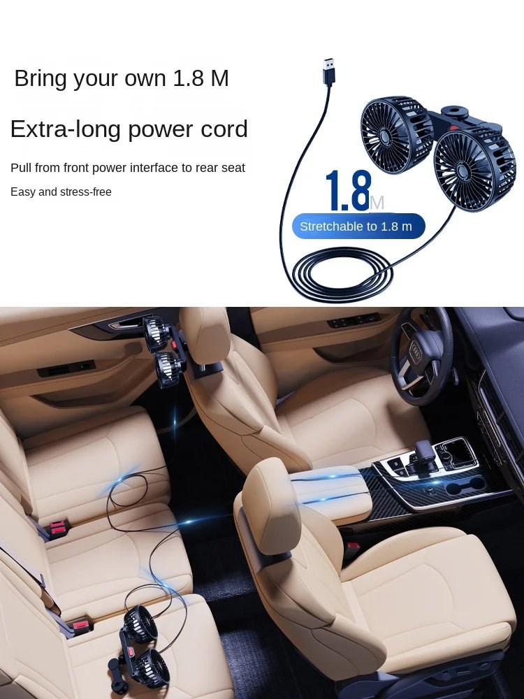 Car Fan 3-speed Car Seat Back Cooling Fan USB Charge Dual Head Fan 360 Degree Rotation Neck Cooler for Summer Car Accessories Ai-TechWorld