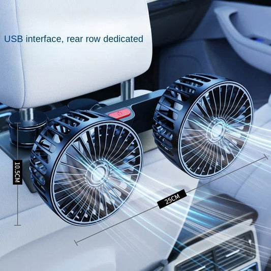 Car Fan 3-speed Car Seat Back Cooling Fan USB Charge Dual Head Fan 360 Degree Rotation Neck Cooler for Summer Car Accessories Ai-TechWorld