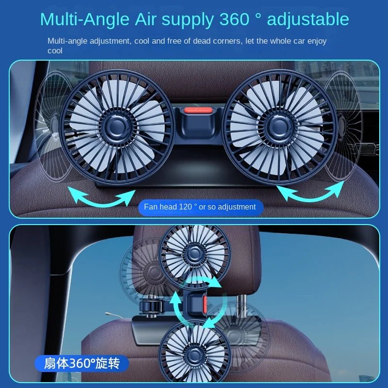 Car Fan 3-speed Car Seat Back Cooling Fan USB Charge Dual Head Fan 360 Degree Rotation Neck Cooler for Summer Car Accessories Ai-TechWorld