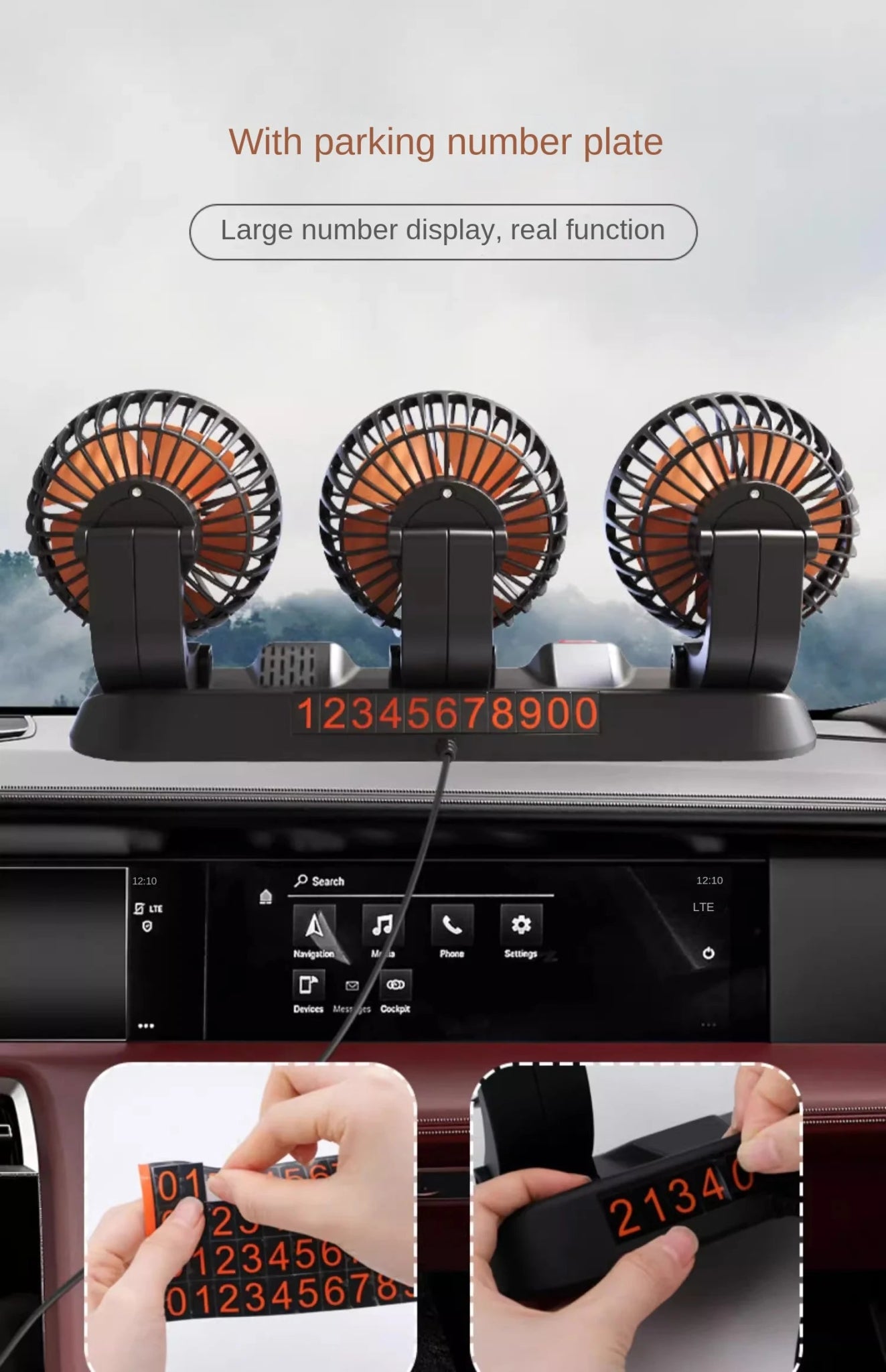 Adjustable 3 Head Car Fan USB/12V/24V Automotive Electric Fan Ai-TechWorld