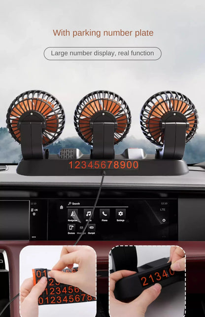 Adjustable 3 Head Car Fan USB/12V/24V Automotive Electric Fan Ai-TechWorld