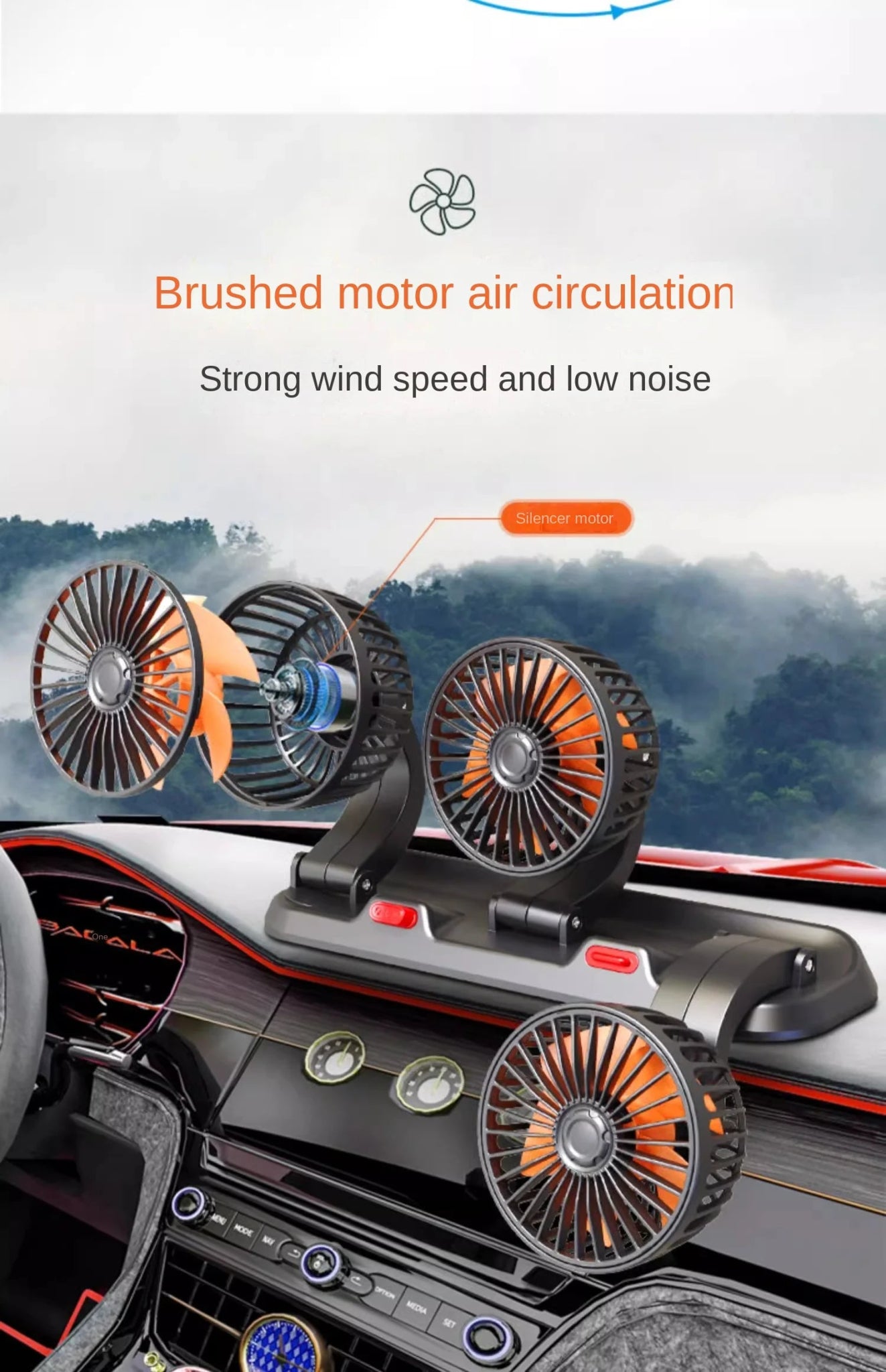 Adjustable 3 Head Car Fan USB/12V/24V Automotive Electric Fan Ai-TechWorld