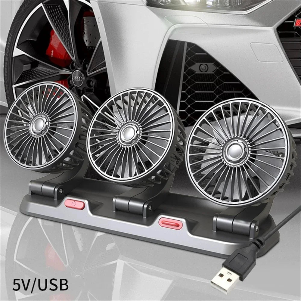 Adjustable 3 Head Car Fan USB/12V/24V Automotive Electric Fan Ai-TechWorld