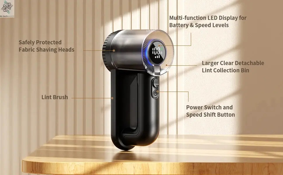 coldSky Rechargeable Fabric Shaver Electric Lint Remover with Digital Display Sweater Shaver Lint Shaver for Clothing Blanket Ai-TechWorld 