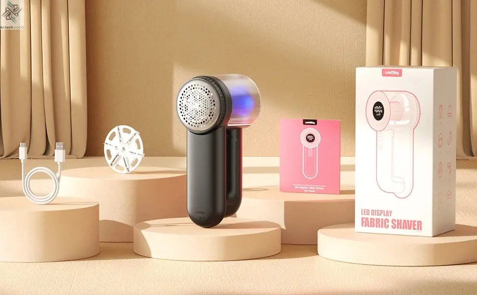 coldSky Rechargeable Fabric Shaver Electric Lint Remover with Digital Display Sweater Shaver Lint Shaver for Clothing Blanket Ai-TechWorld 