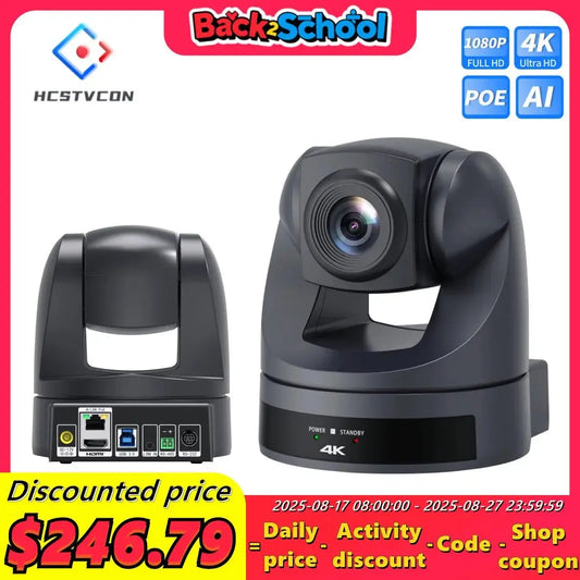 Conference Camera PTZ Video 4K/1080P AI Tracking 30/60fps USB3.0 HDMI LAN POE/USB 20/10X For Educate Live Business Meet Medicine - Ai - TechWorld