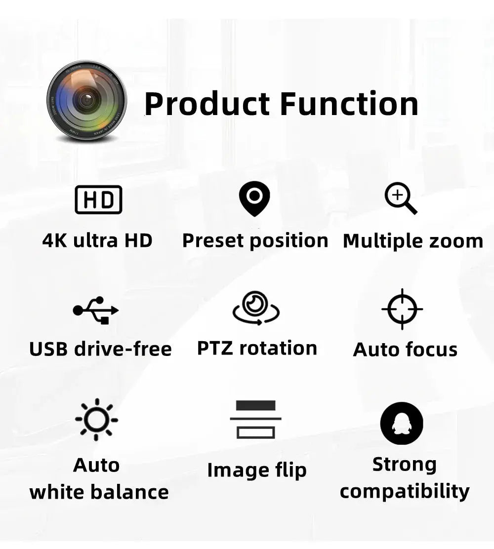 Conference Camera PTZ Video 4K/1080P AI Tracking 30/60fps USB3.0 HDMI LAN POE/USB 20/10X For Educate Live Business Meet Medicine - Ai - TechWorld