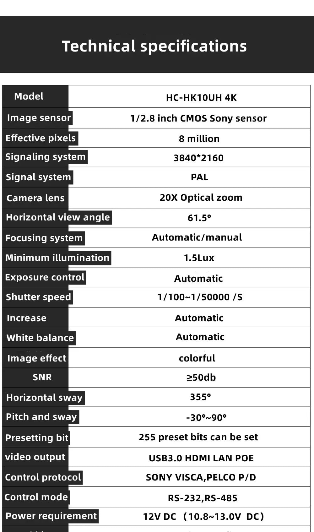 Conference Camera PTZ Video 4K/1080P AI Tracking 30/60fps USB3.0 HDMI LAN POE/USB 20/10X For Educate Live Business Meet Medicine - Ai - TechWorld